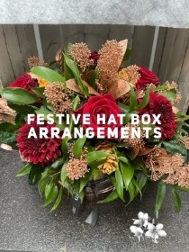 FESTIVE HAT BOX ARRANGEMENTS